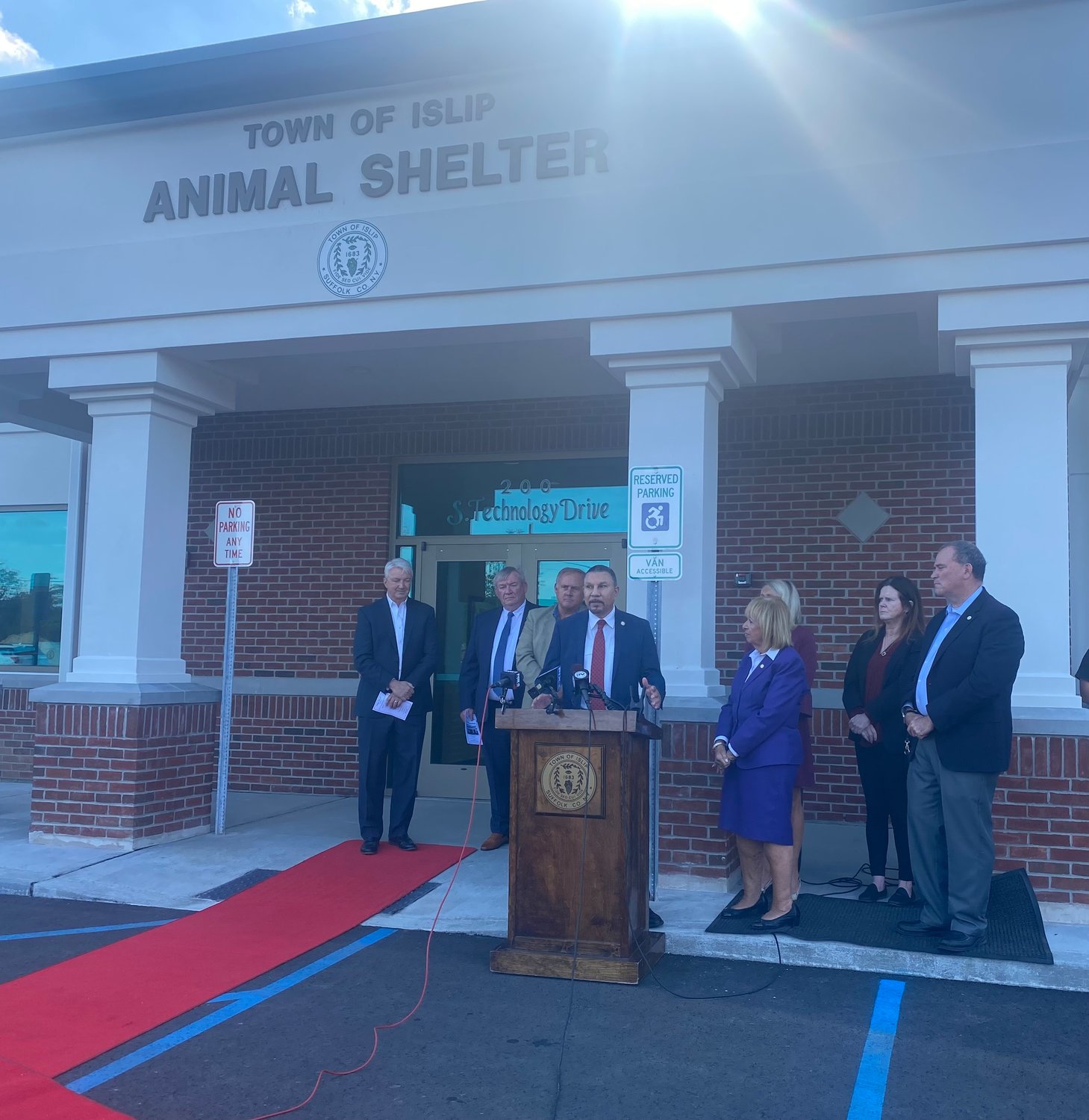 NYS assemblyman Phil Ramos speaks at the ribbon cutting of the new Town of Islip Animal Shelter.